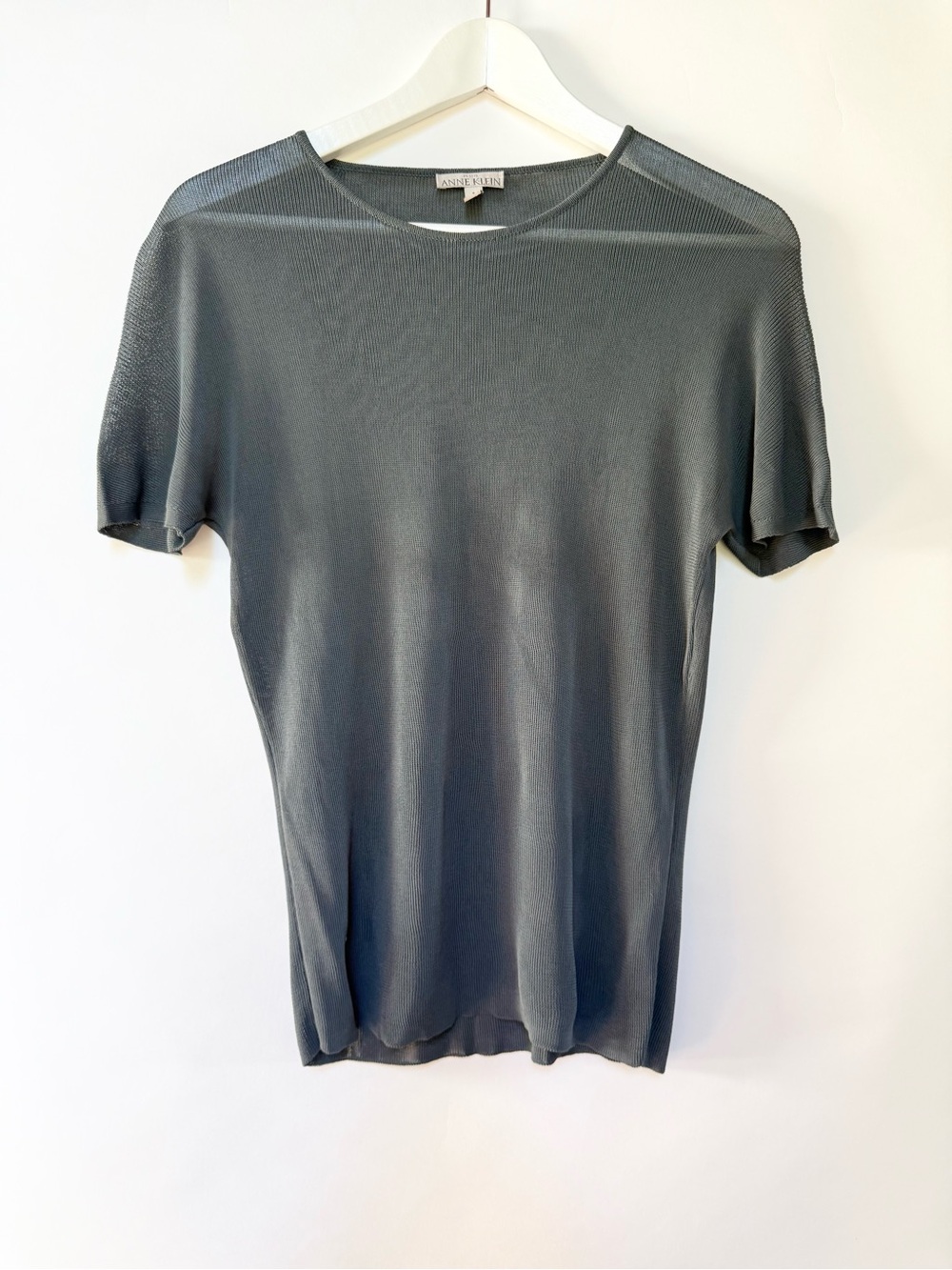 Vintage Anne Klein Grey Sheer Mesh Top